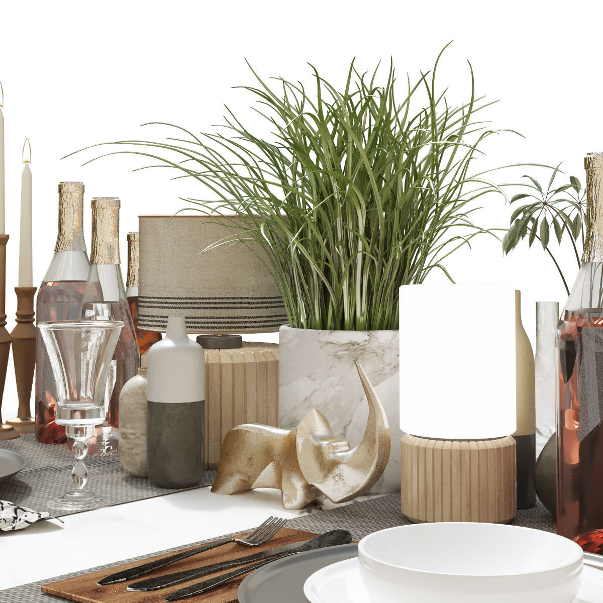 Tableware set 150 Low-poly 3D model_5