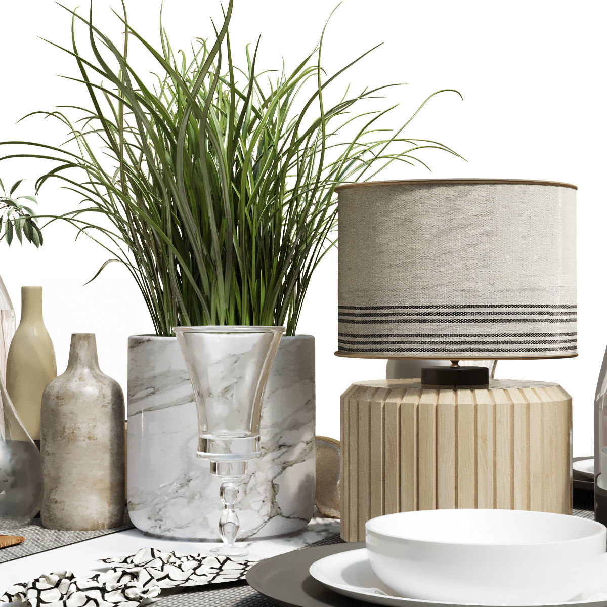 Tableware set 150 Low-poly 3D model_3