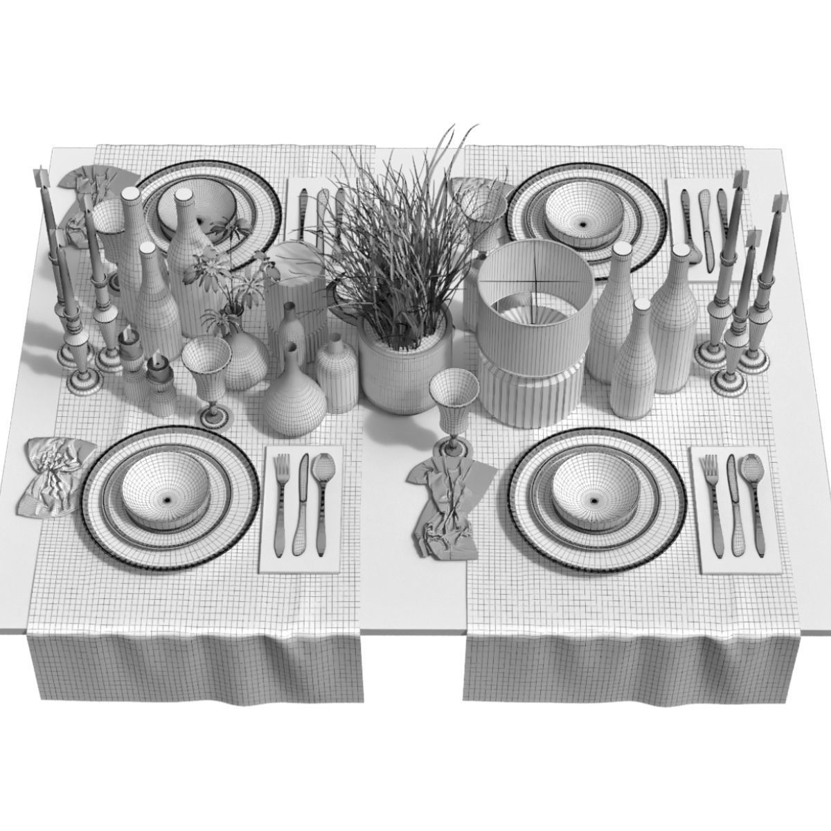 Tableware set 150 Low-poly 3D model_6