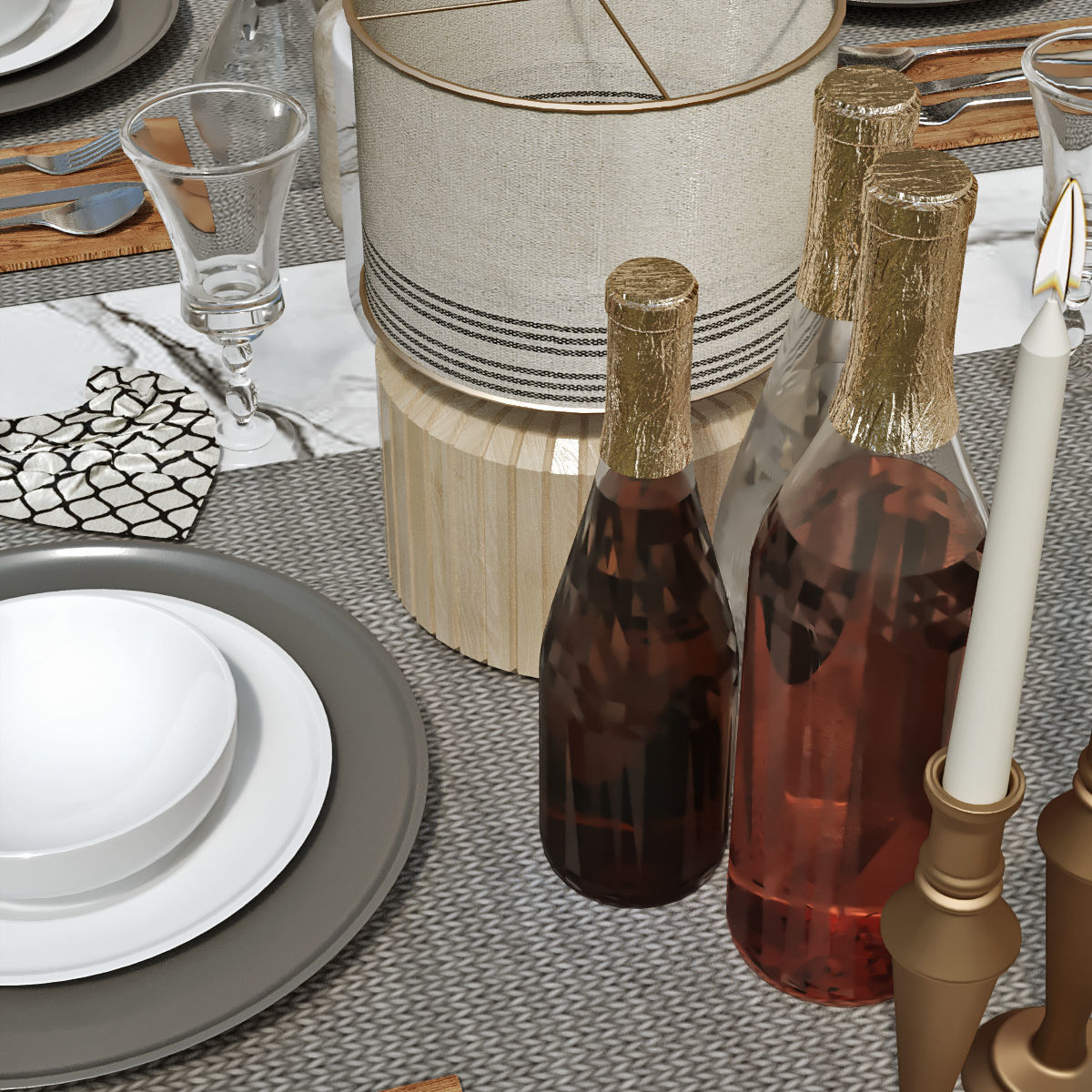 Tableware set 150 Low-poly 3D model_4