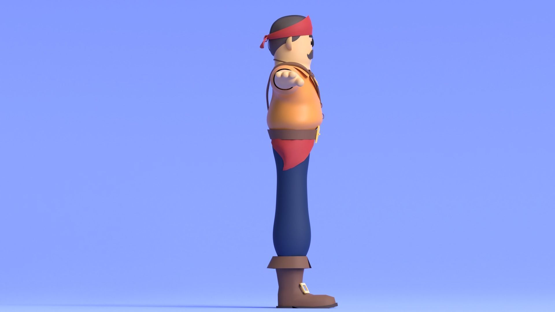 Minimal Pirate 3D Cartoon Character 3D model_10