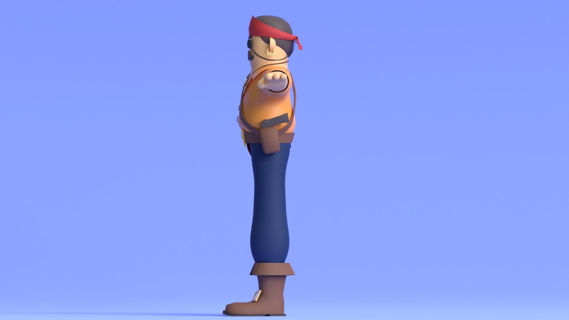 Minimal Pirate 3D Cartoon Character 3D model_12