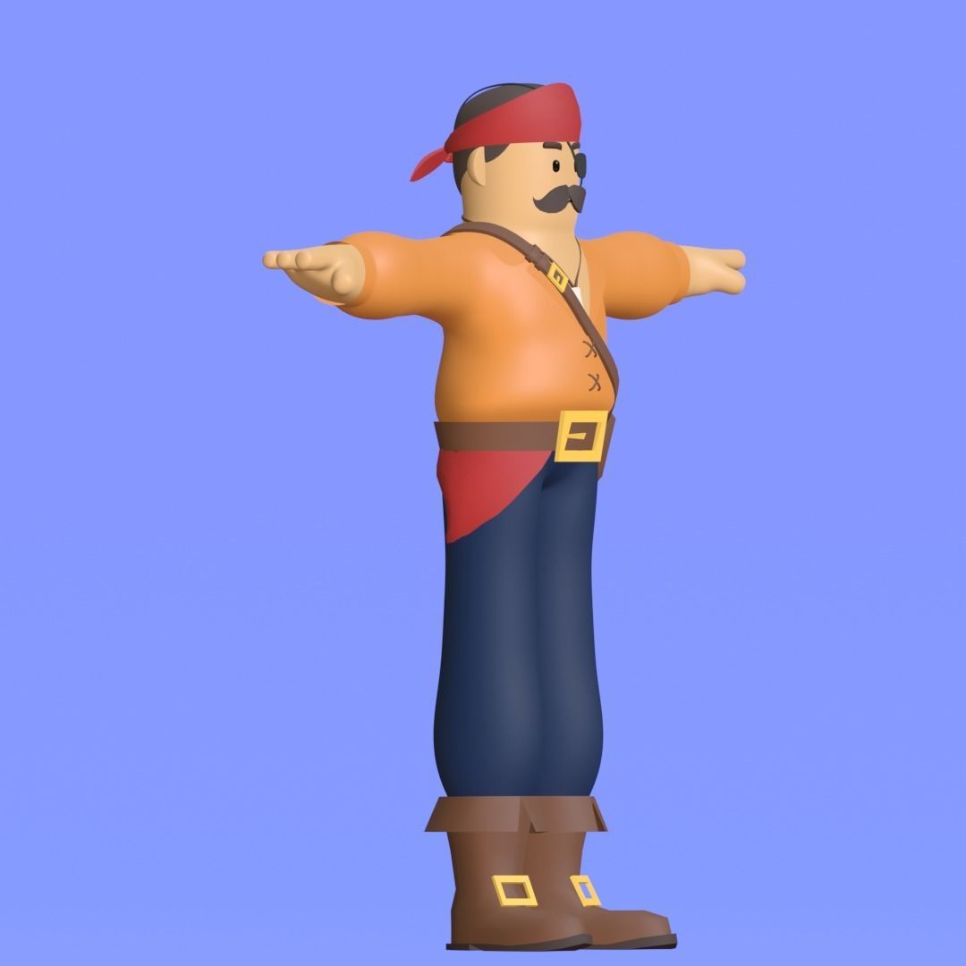 Minimal Pirate 3D Cartoon Character 3D model_32