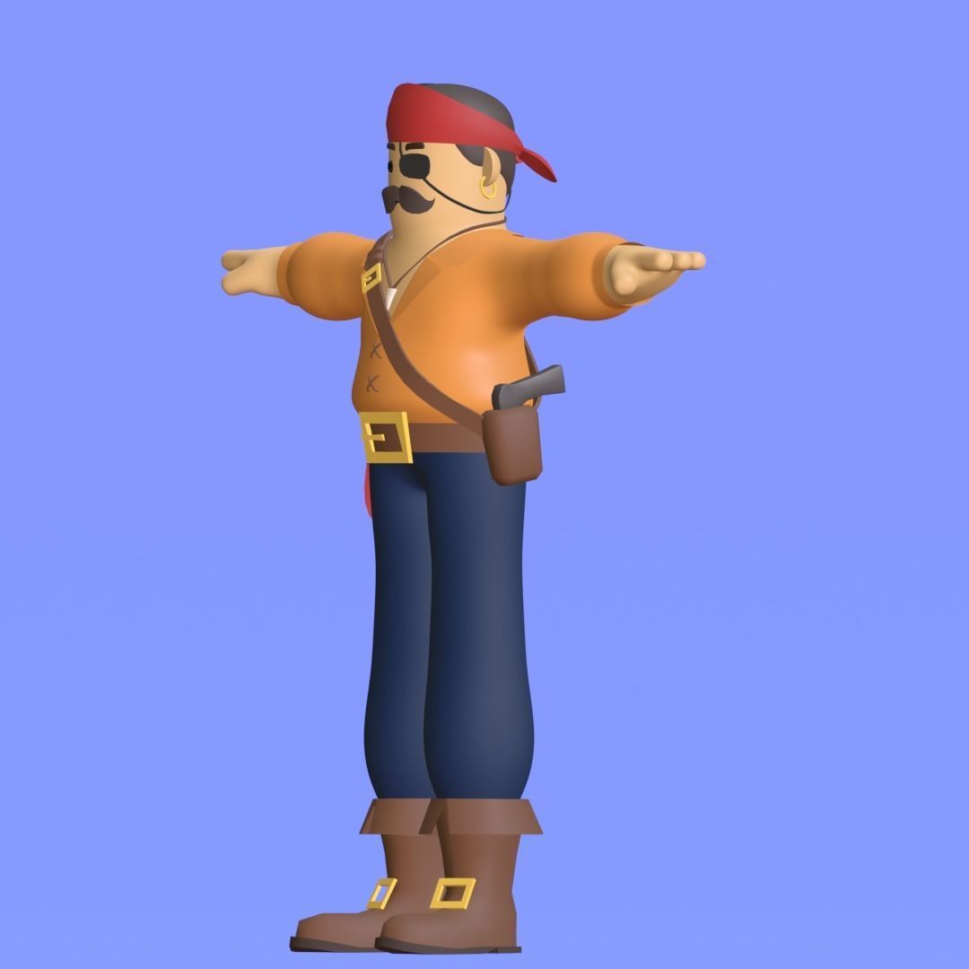 Minimal Pirate 3D Cartoon Character 3D model_33