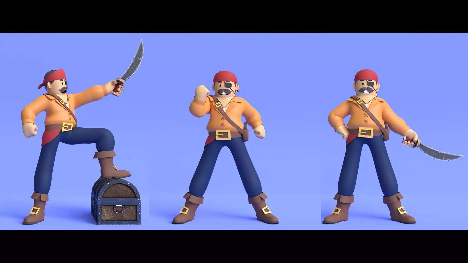 Minimal Pirate 3D Cartoon Character 3D model_0
