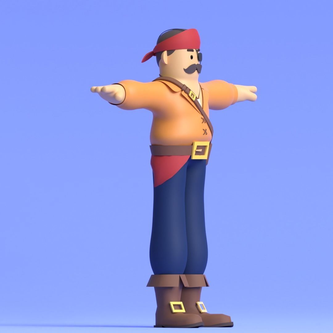 Minimal Pirate 3D Cartoon Character 3D model_30