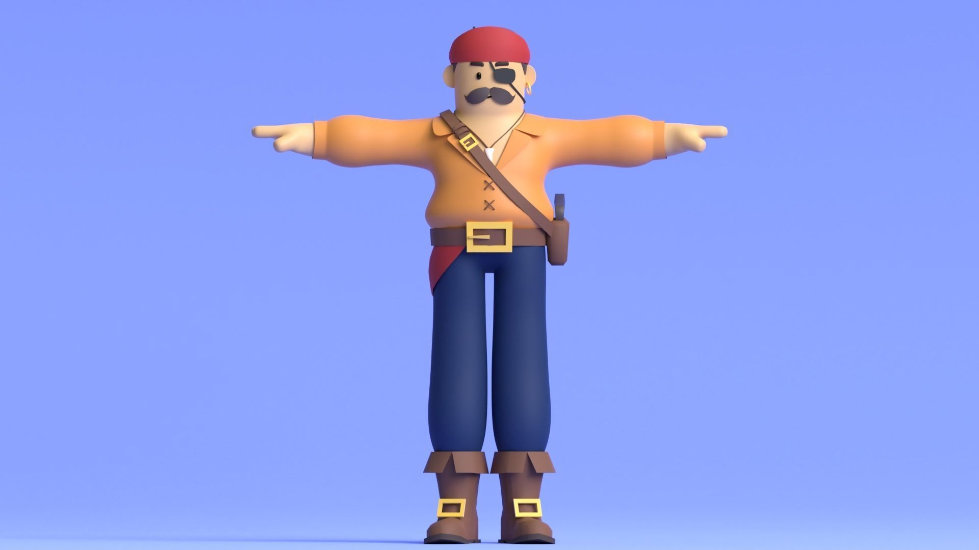 Minimal Pirate 3D Cartoon Character 3D model_9