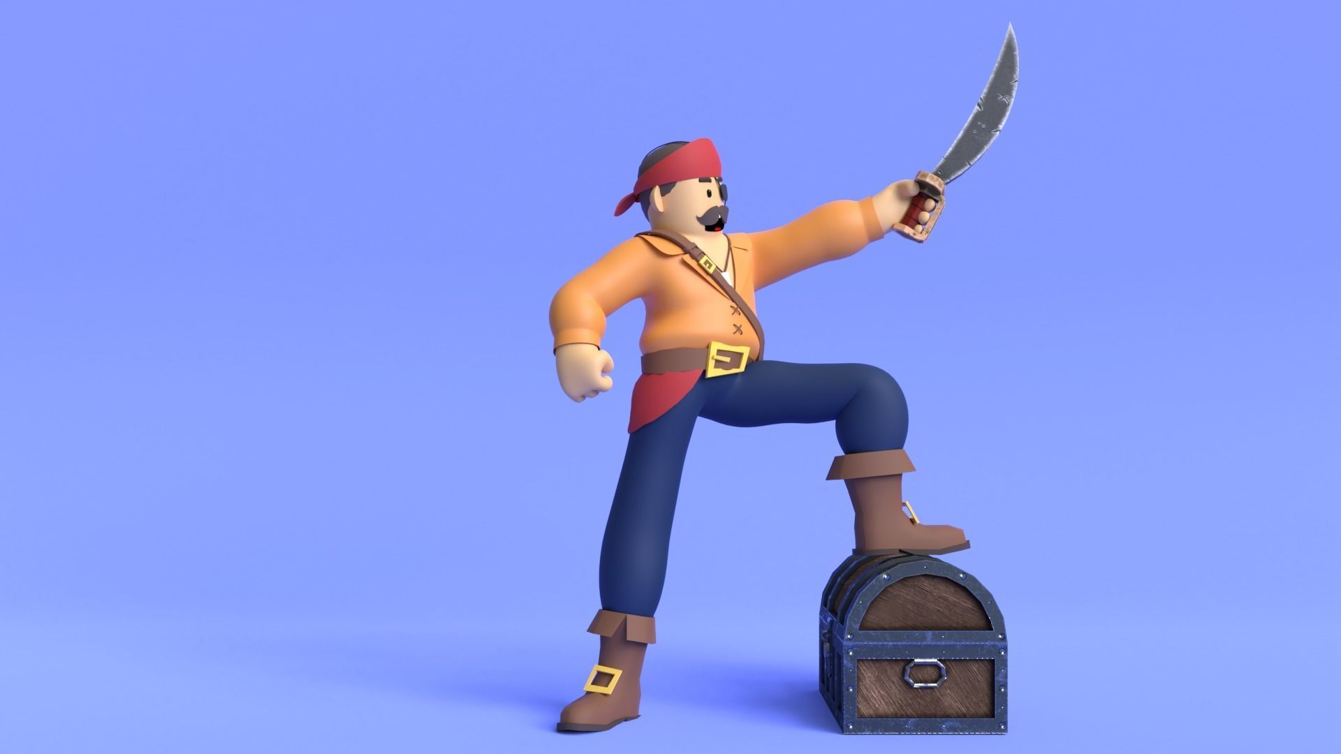 Minimal Pirate 3D Cartoon Character 3D model_2