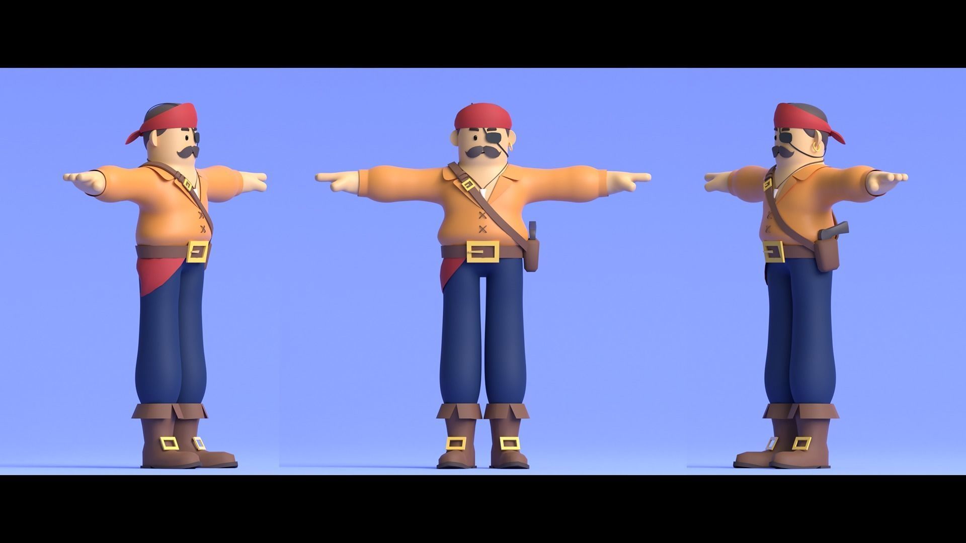 Minimal Pirate 3D Cartoon Character 3D model_6