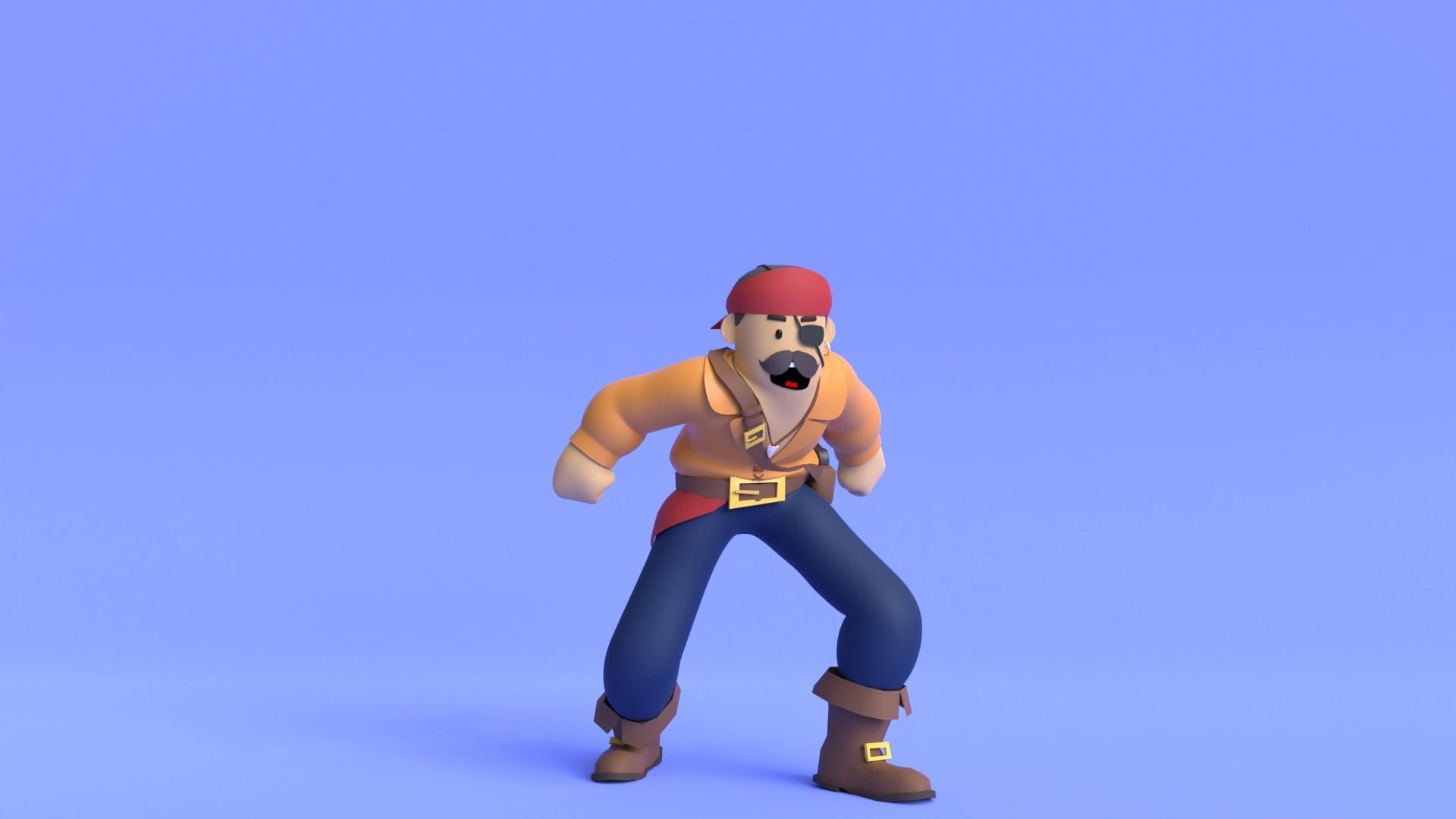 Minimal Pirate 3D Cartoon Character 3D model_5