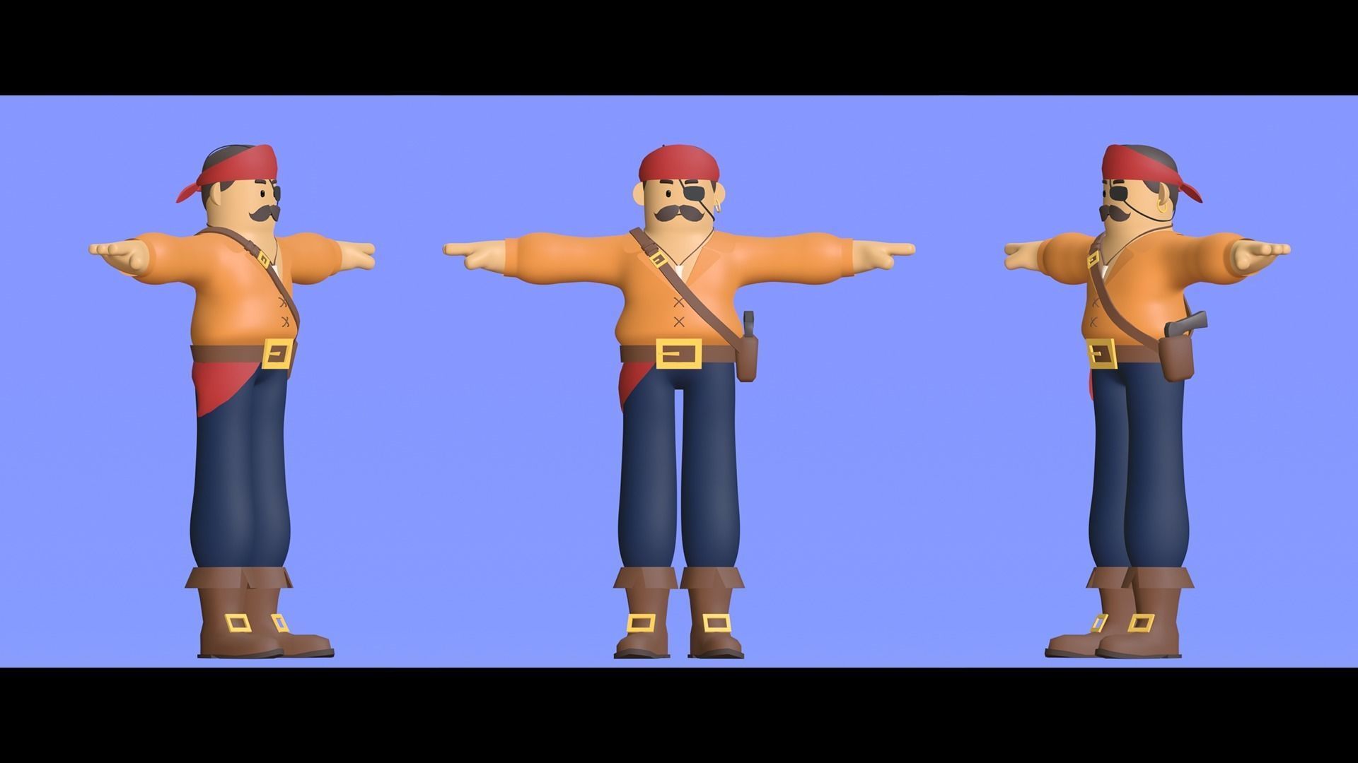 Minimal Pirate 3D Cartoon Character 3D model_7