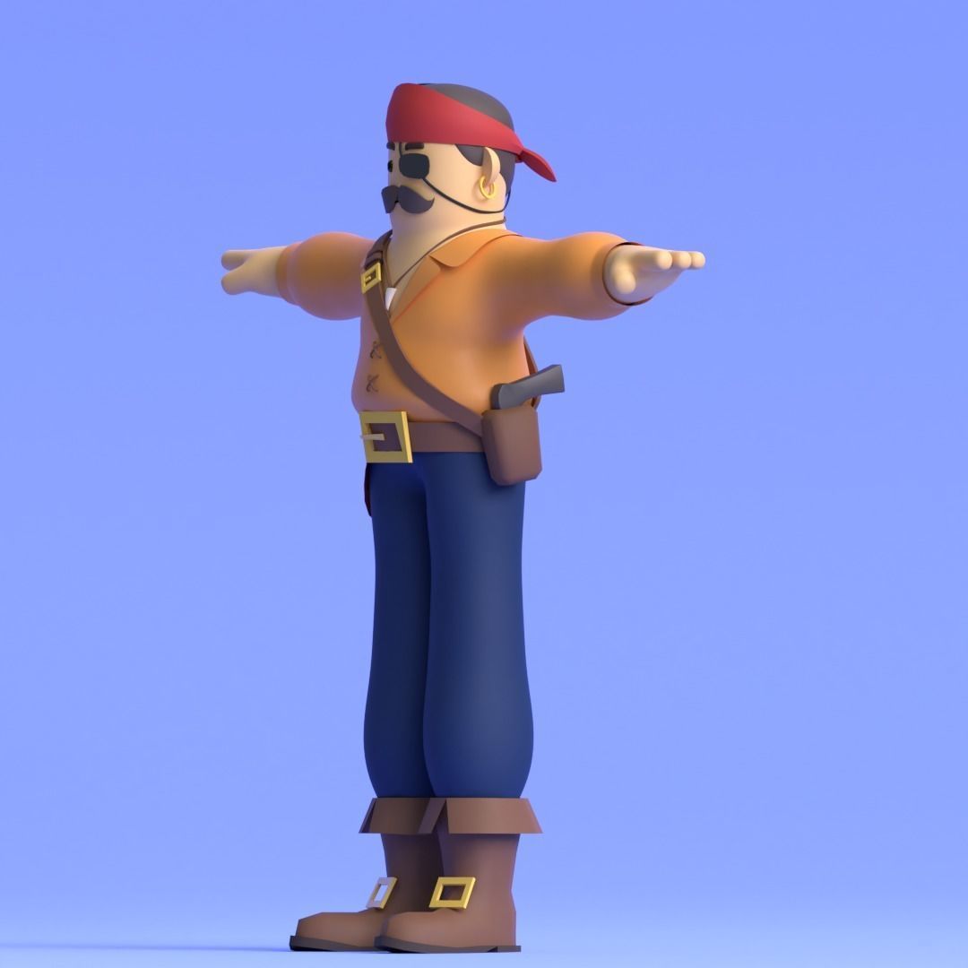 Minimal Pirate 3D Cartoon Character 3D model_31