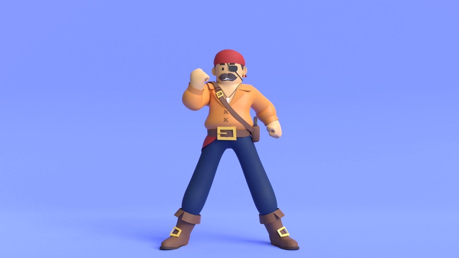 Minimal Pirate 3D Cartoon Character 3D model_3