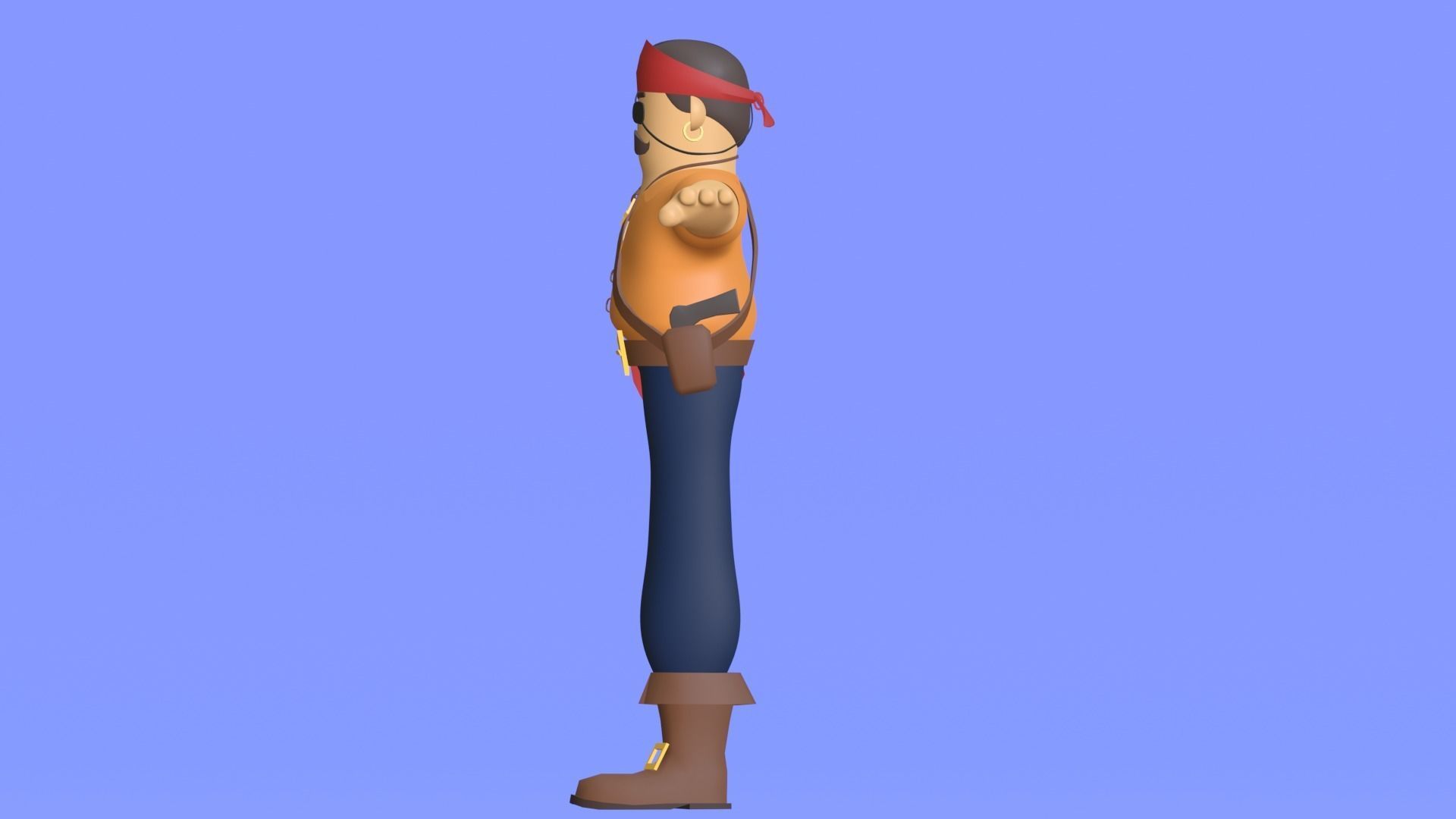 Minimal Pirate 3D Cartoon Character 3D model_16