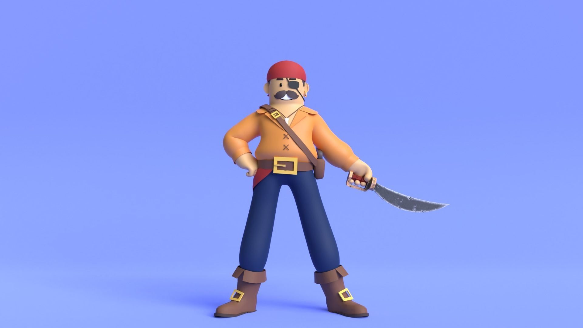 Minimal Pirate 3D Cartoon Character 3D model_4