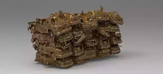 Stacked cars on top of each other 3D model