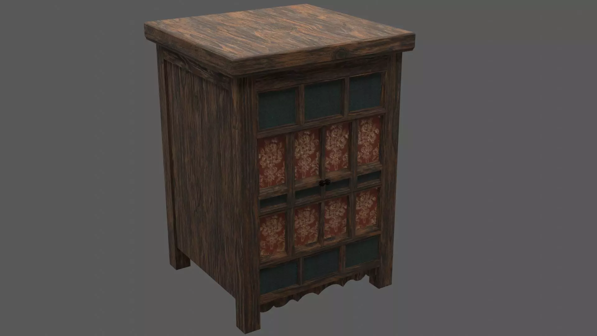 Wooden furniture two doors Low-poly 3D model