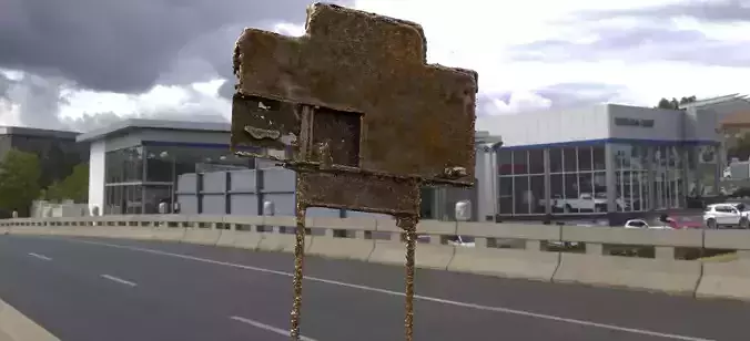 Sign placard old  rusted 3D model 3D model