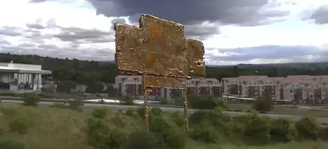 Sign placard old rusted wide 3D model  3D model