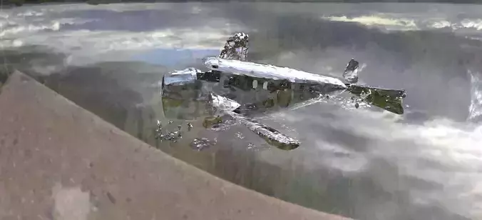 Airplane 3D model crash wrecked