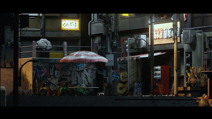 Cyberpunk Street 3D model 7