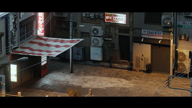 Cyberpunk Street 3D model 5