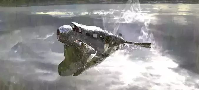 Airplane 3D model crash wrecked bent 3D 3D model