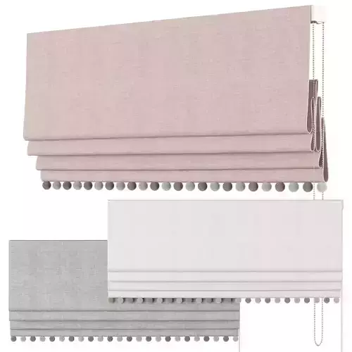 Roman Curtains 121 Etsy Blush Roman blind with pompoms