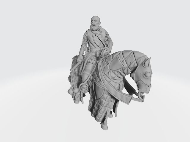 Medieval Knight with helmet in chain 3D print model_1