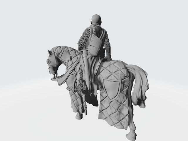Medieval Knight with helmet in chain 3D print model_4