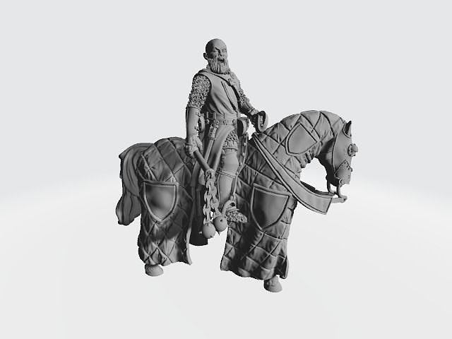 Medieval Knight with helmet in chain 3D print model
