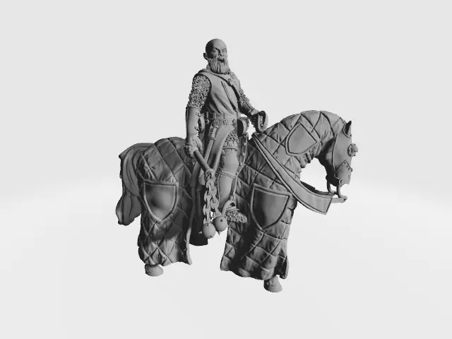 Medieval Knight with helmet in chain 3D print model_0