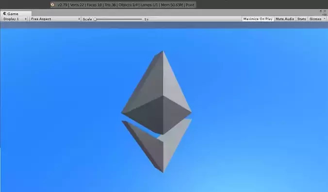 Ethereum logo 3D model Low-poly 3D model
