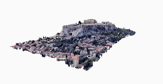 Acropolis of Athens - Parthenon Low-poly 3D model 7