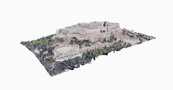 Acropolis of Athens - Parthenon Low-poly 3D model 5