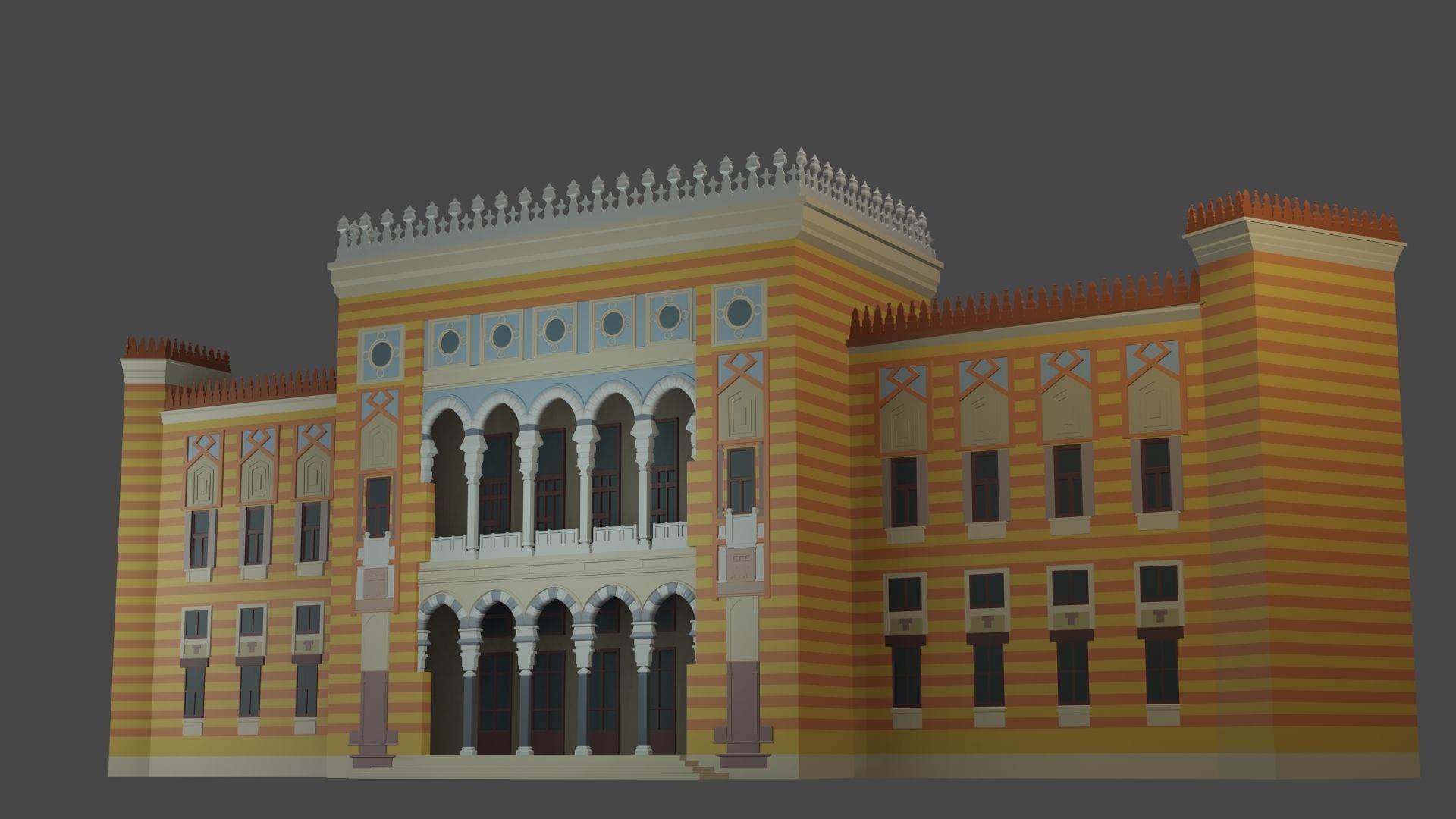 City Hall Low-poly 3D model_6