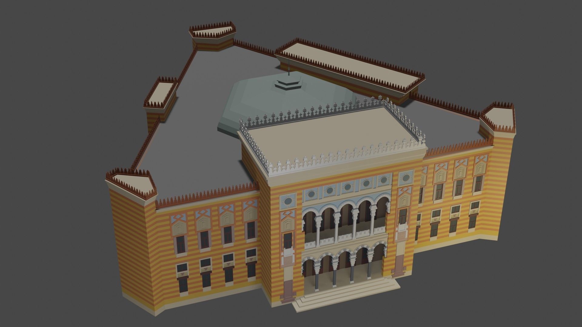 City Hall Low-poly 3D model_3