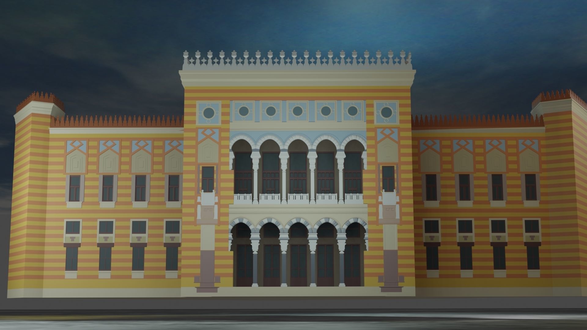 City Hall Low-poly 3D model_7