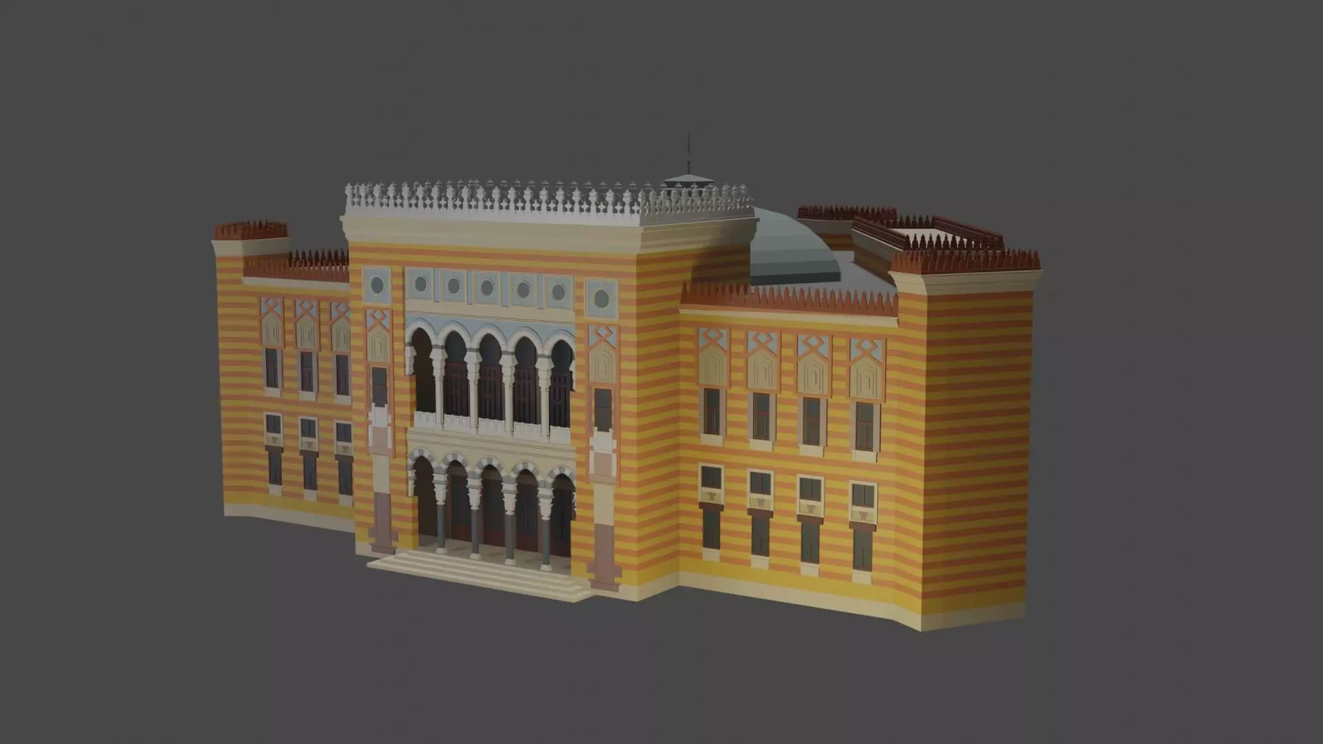 City Hall Low-poly 3D model_0