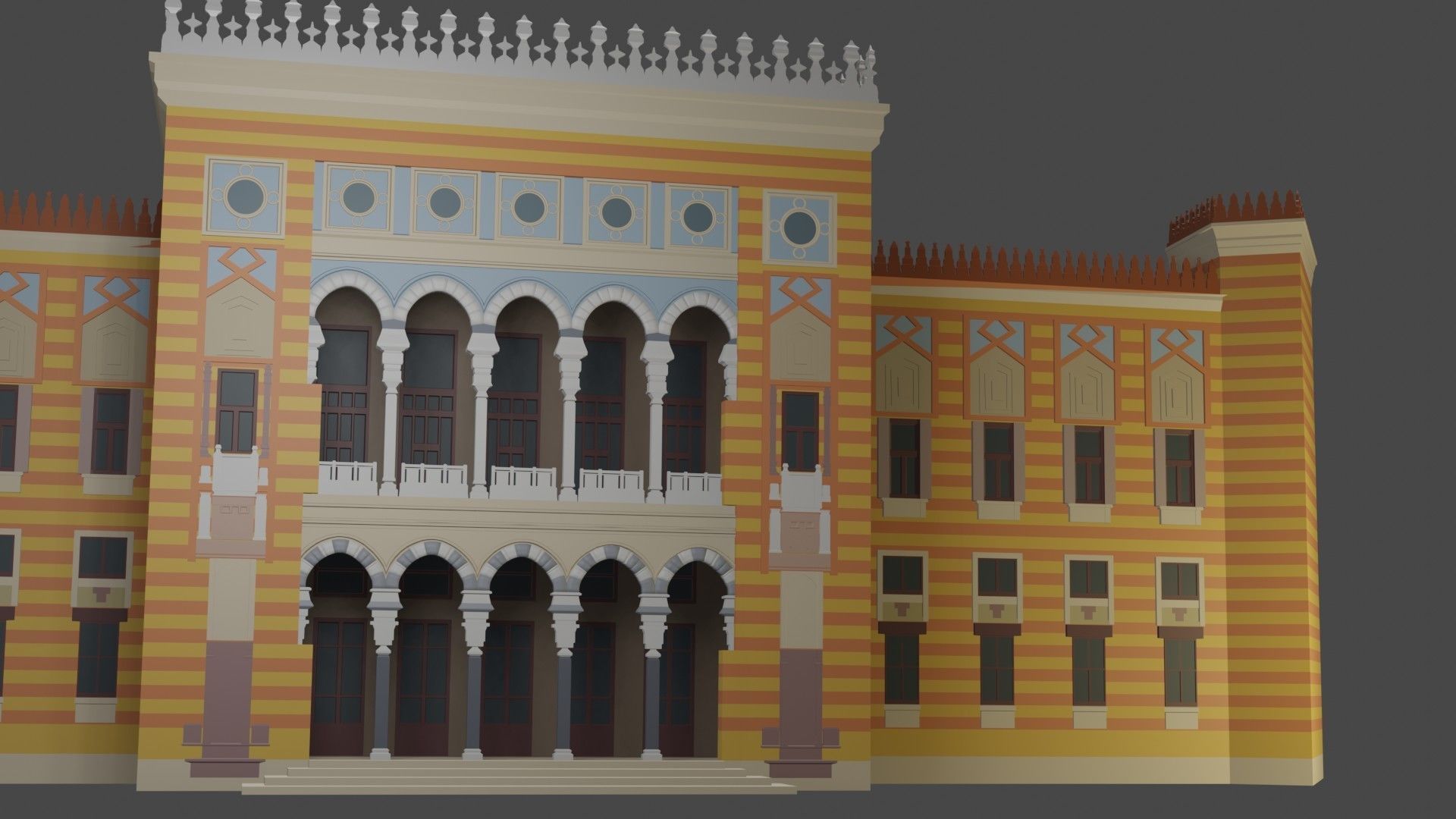 City Hall Low-poly 3D model_4