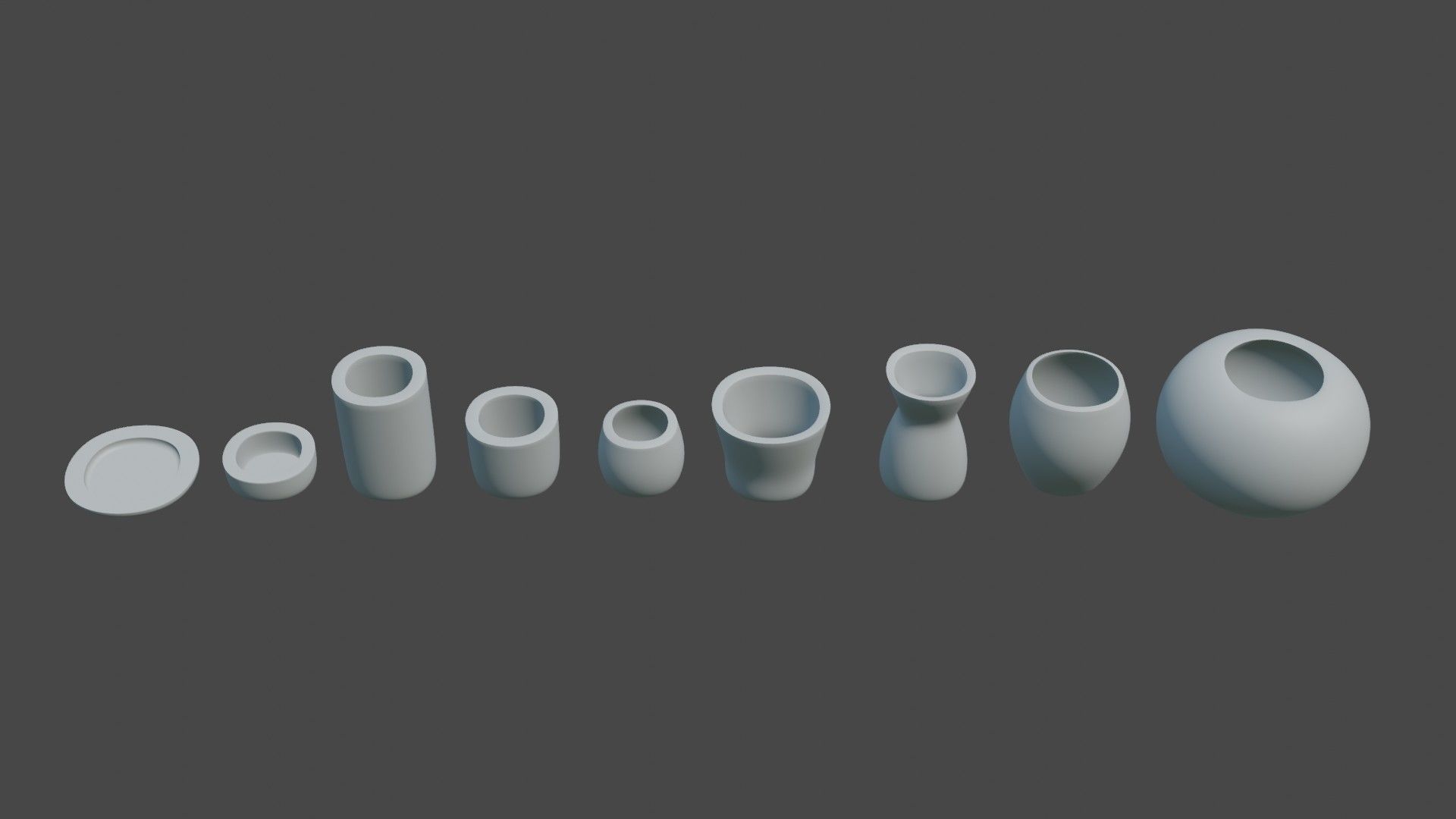 Modern rounded crockery vases Base Collection Low-poly 3D model_24