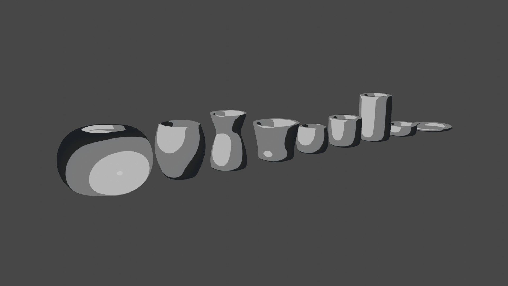 Modern rounded crockery vases Base Collection Low-poly 3D model_21