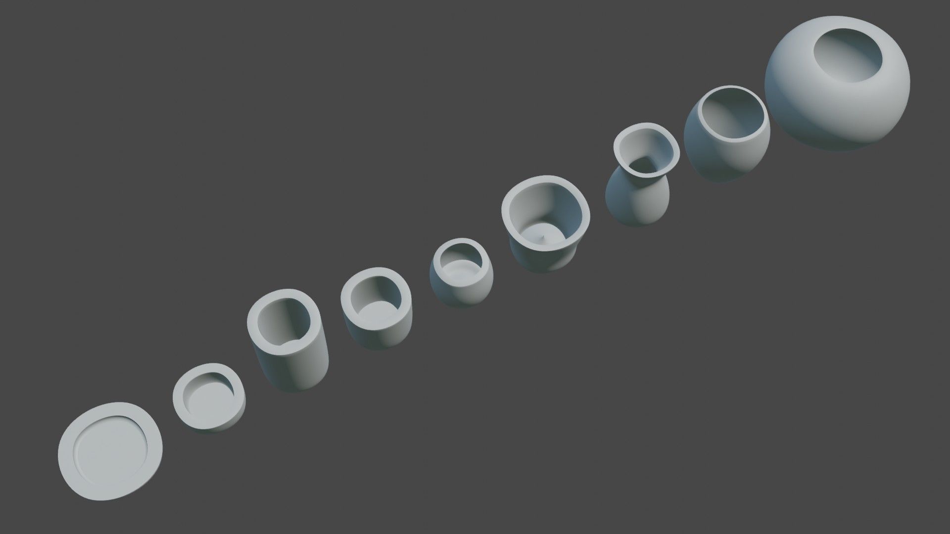 Modern rounded crockery vases Base Collection Low-poly 3D model_14