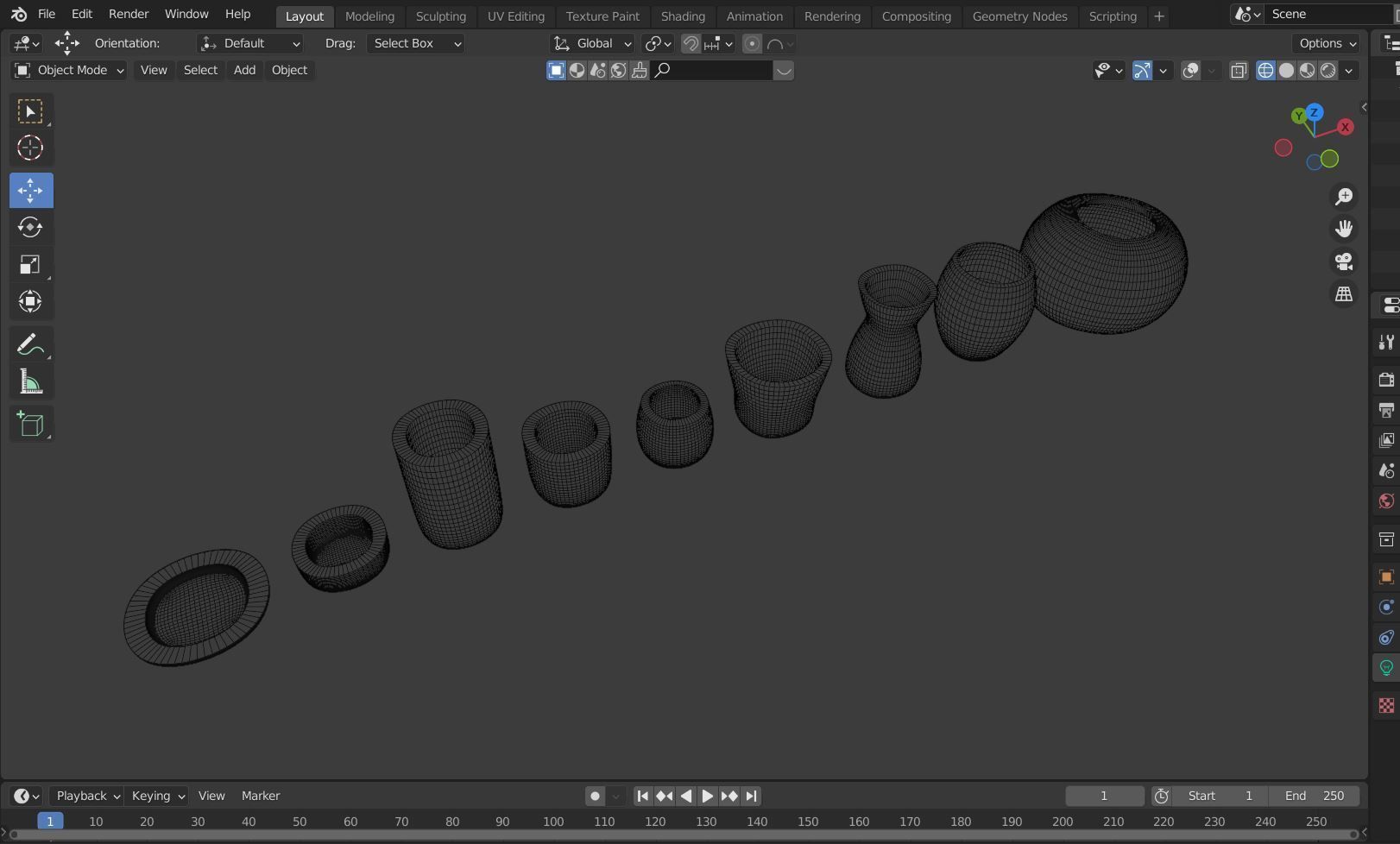 Modern rounded crockery vases Base Collection Low-poly 3D model_40