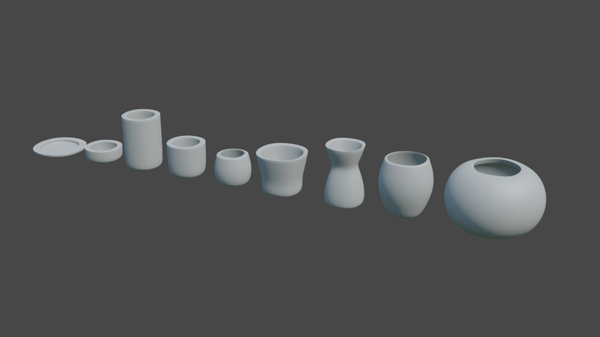 Modern rounded crockery vases Base Collection Low-poly 3D model_10