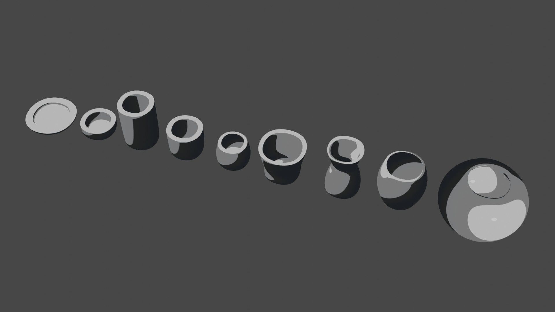 Modern rounded crockery vases Base Collection Low-poly 3D model_13