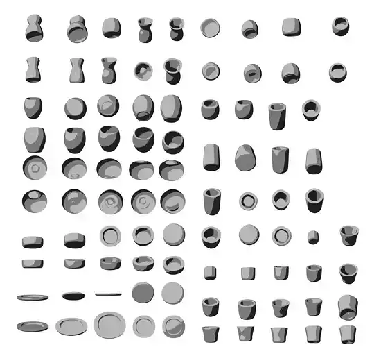 Modern rounded crockery vases Base Collection Low-poly 3D model