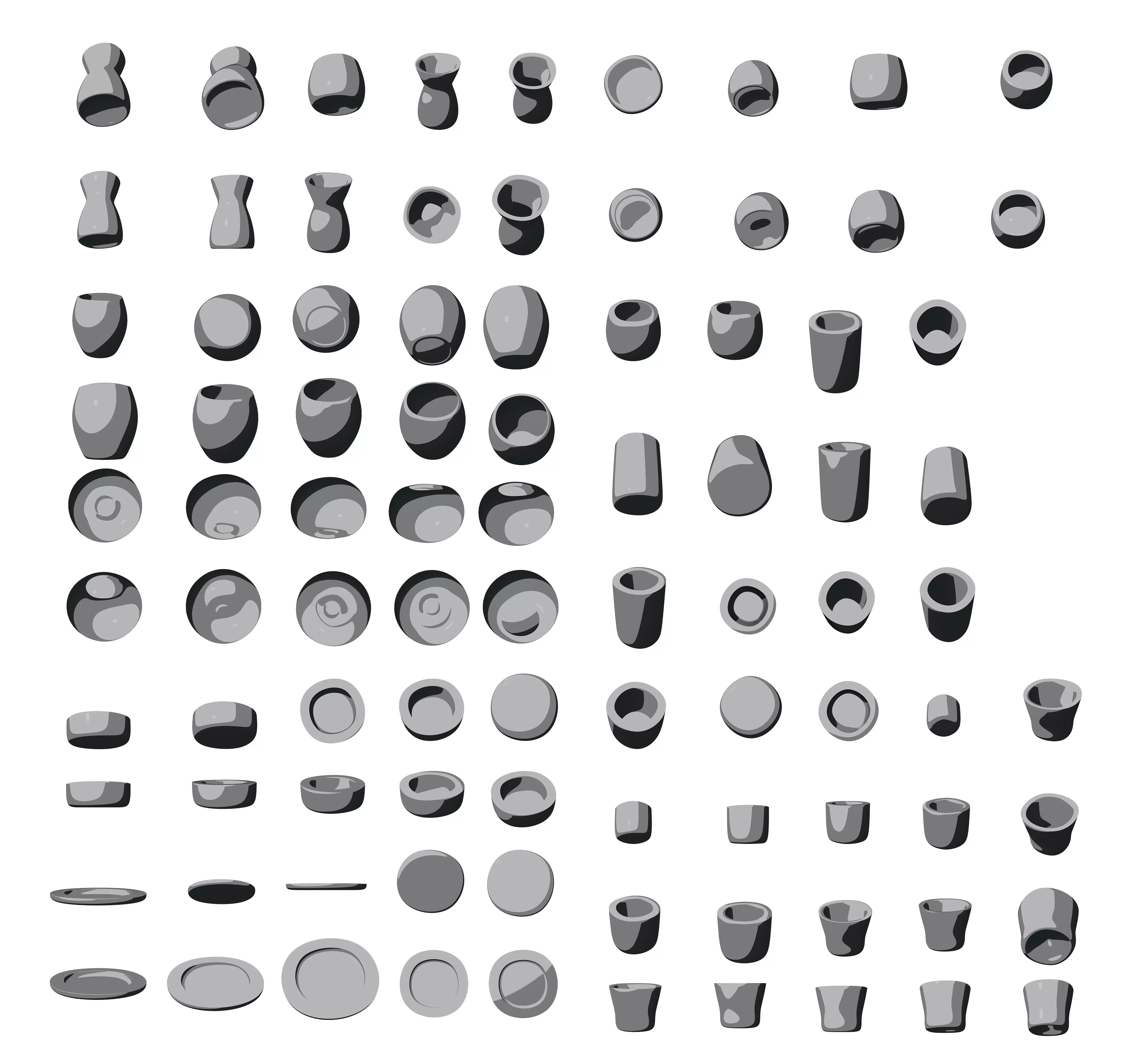 Modern rounded crockery vases Base Collection Low-poly 3D model_0