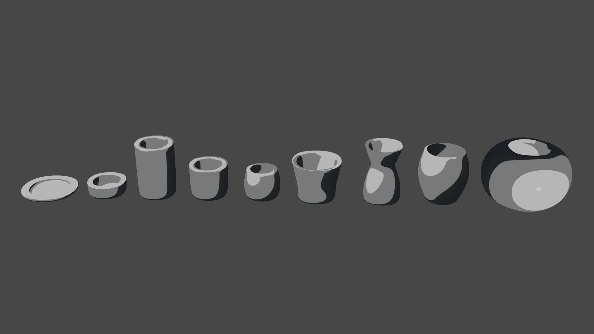 Modern rounded crockery vases Base Collection Low-poly 3D model_2