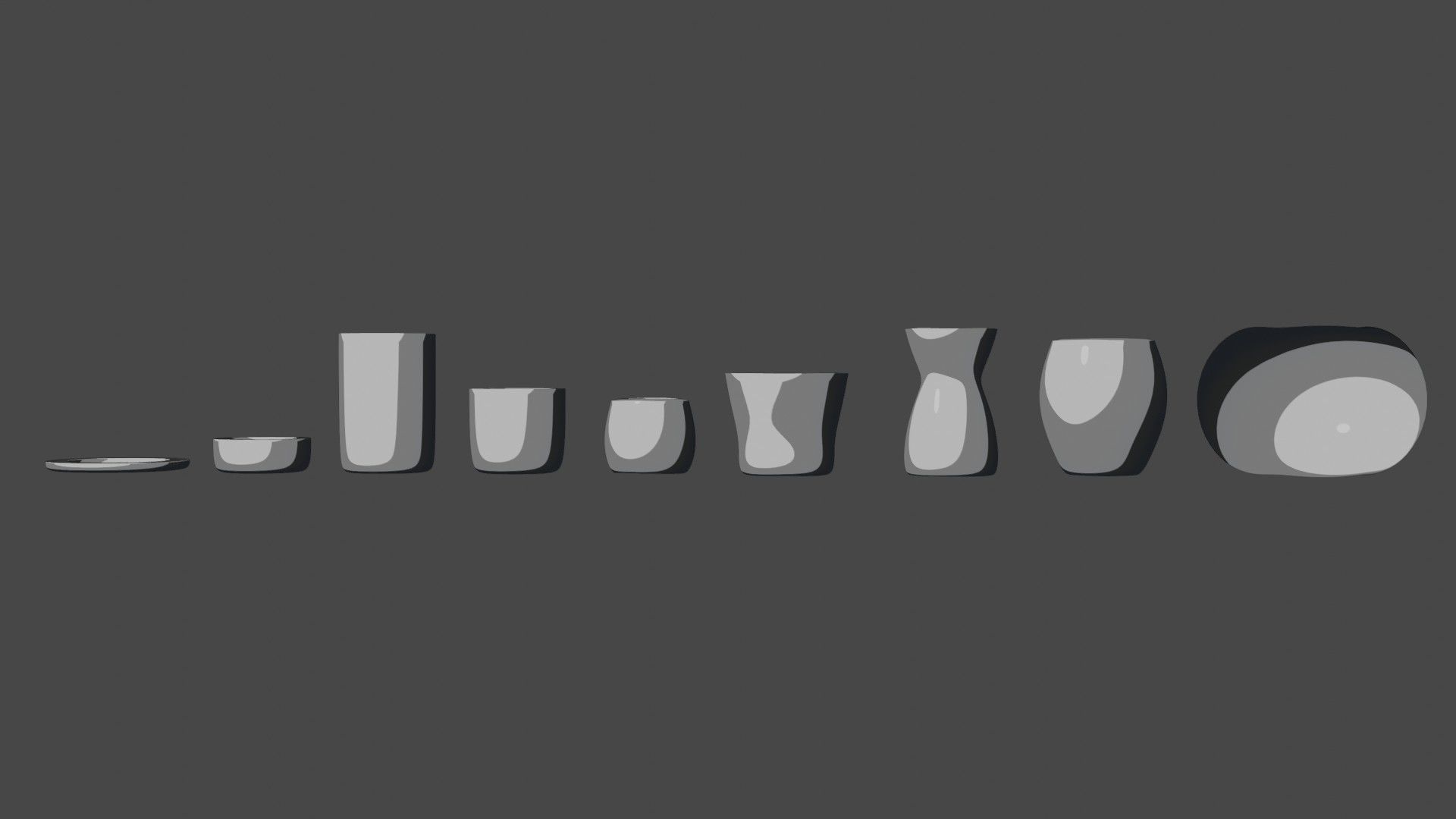 Modern rounded crockery vases Base Collection Low-poly 3D model_25